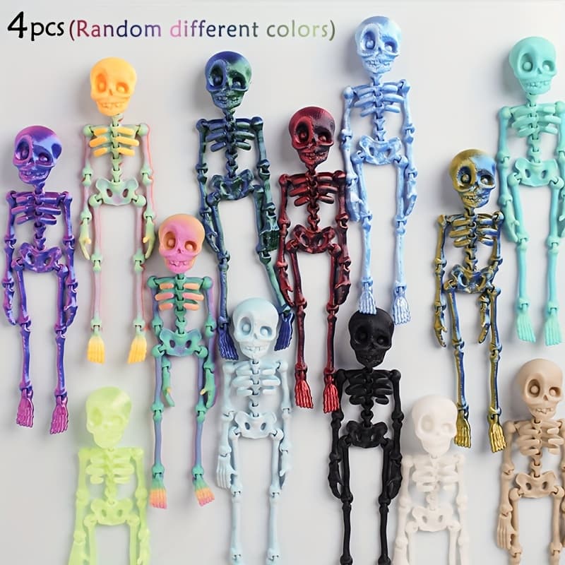 TEMU 4pcs 3d Printing Horror Statue Ornaments, Gothic Style, Random Colors, Plastic Materials, Home Office Desktop And Decoration, Halloween Christmas Fun Decorations!