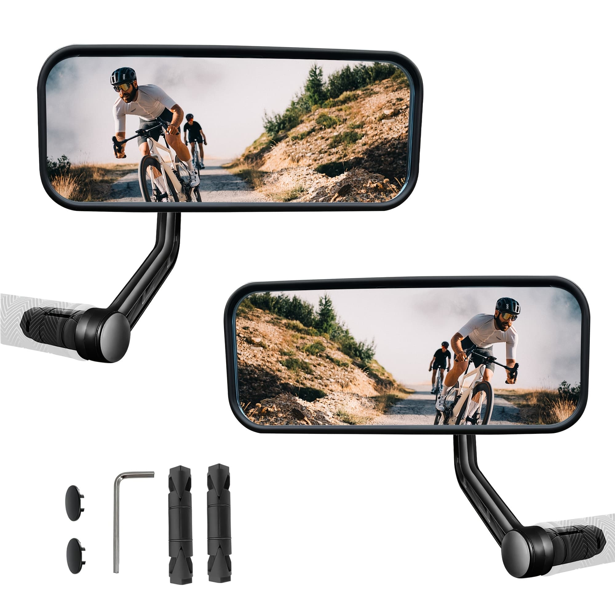 TEMU Bike Mirror Compatible For E- & - Convex Glass Lens Rearview Mirror With Scratch-resistant Automotive Grade Glass, Curved Shape For Wide-angle Rear - Installation ()