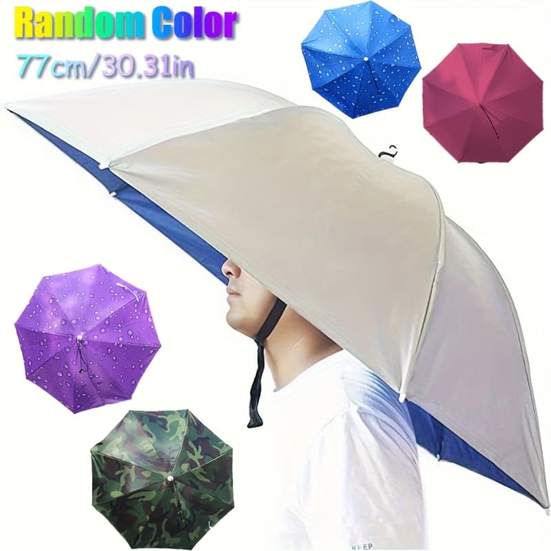 TEMU 1pc Fishing Umbrella Hat, Handless Umbrella , Adjustable For Fishing Camping Gardening Random Color