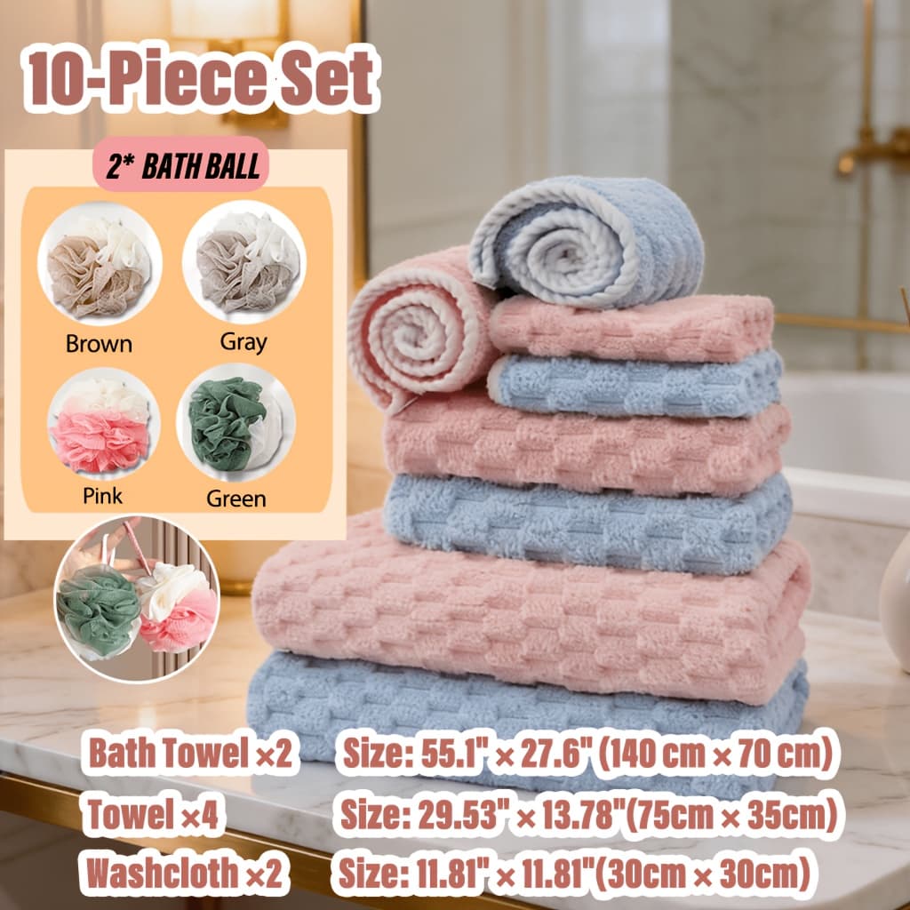 TEMU 4/8/10 Pack Ultra Soft Waffle Microfiber Towels, Absorbent Fast Drying Bath Towels, Durable Lightweight Towels For Gym, Spa, Travel And Daily Use