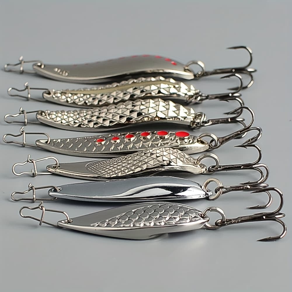 TEMU 7pcs Fishing Lures, 10g Silvery Metal Spinners Lures, Enhance Your Catch Rate