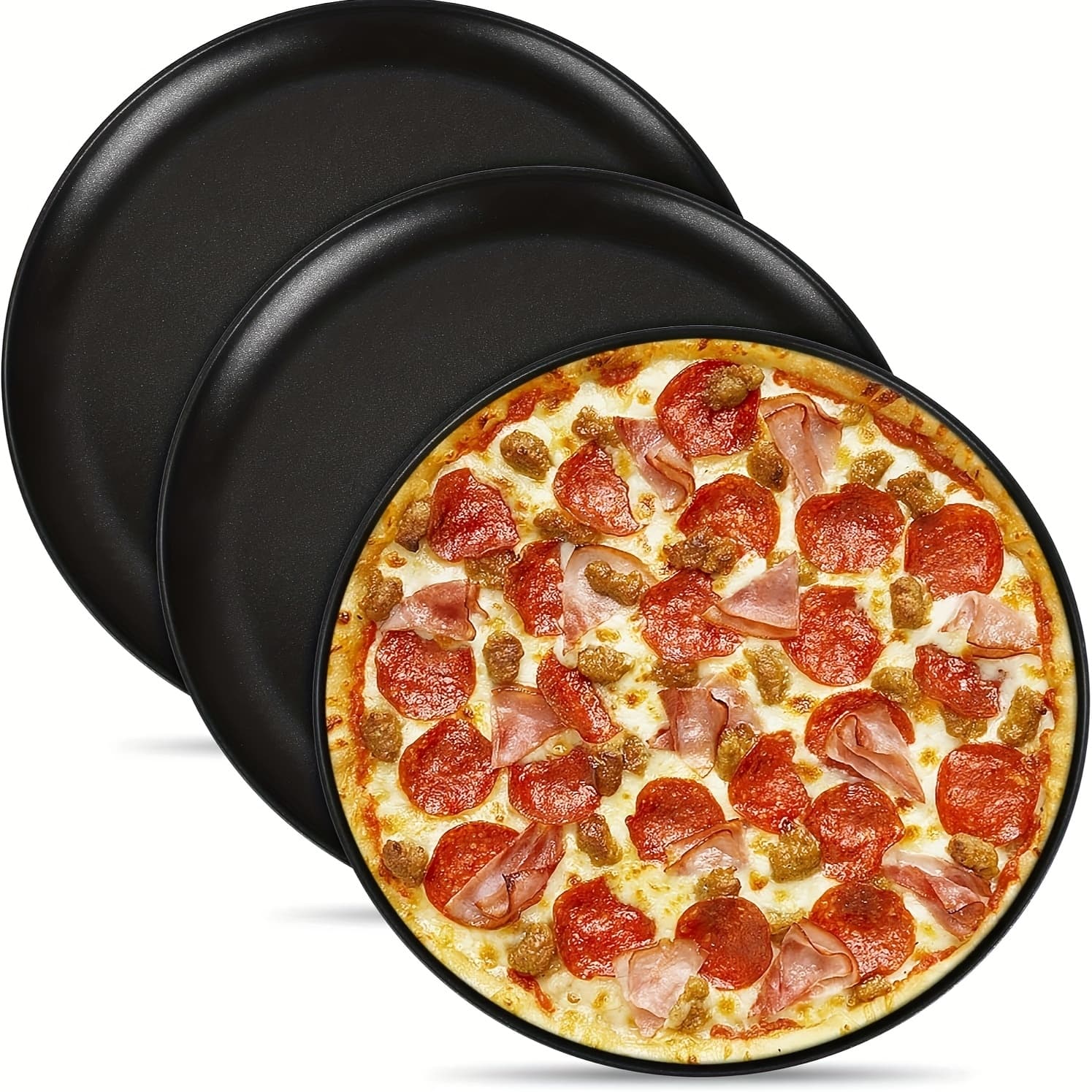 TEMU 2 Sets Of 304 Stainless Steel Pizza Trays, Thick, Durable, Healthy, , Dishwasher, Oven, , Non Stick, Easy To Wash