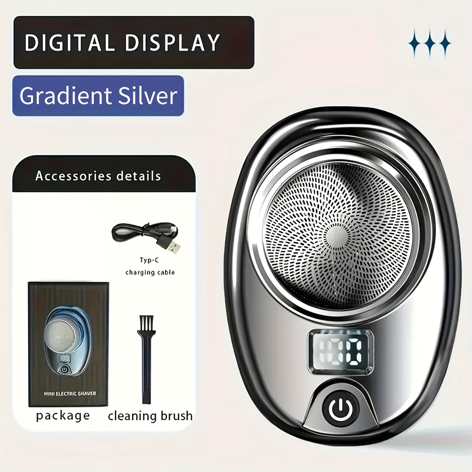 TEMU Mini Electric Shaver, Digital Display Screen And Multifunctional, Men's Mini Electric Rotary Shaver, Usb Charging, Built-in Battery, Portable Clean Shaving, Ideal Gift