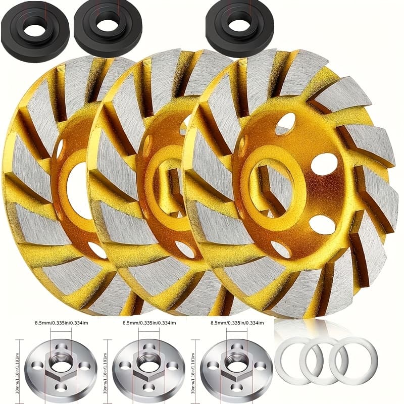 TEMU 3 Sets Of 9pcs 4-inch Grinding Tools Suitable For Electric Tools, Ideal For Polishing Walls, Marble, And Concrete With Diamond Grinding Tools