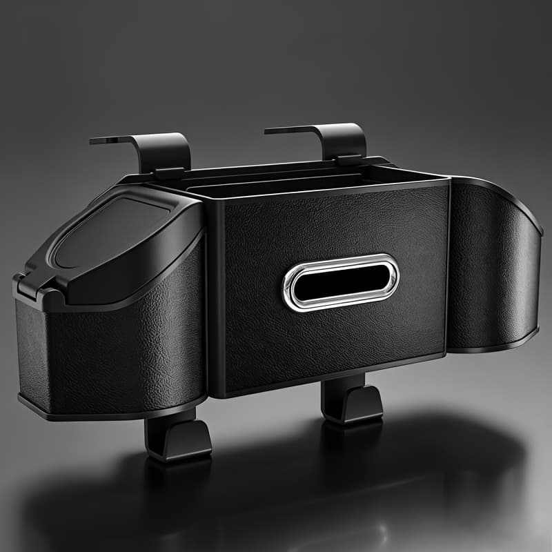 TEMU 1pc Premium Multi-functional Car Backseat Storage Box With Phone Holder, Cup Holder, And Tissue Dispenser, Suitable For Vehicle Models, Car Storage