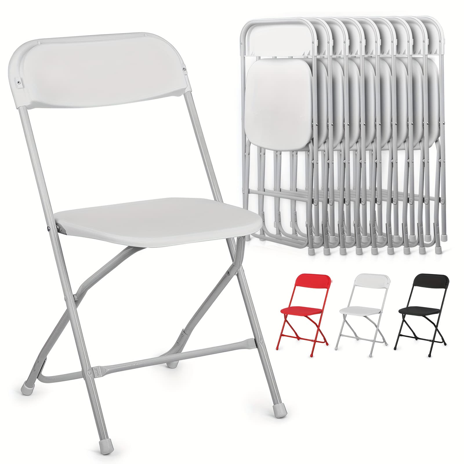 TEMU Set Of 10 Collapsible Chairs, Made Of Lightweight Plastic With A Metal Structure, Suitable For Outdoor , Weddings, Celebrations, Picnics, And Banquets