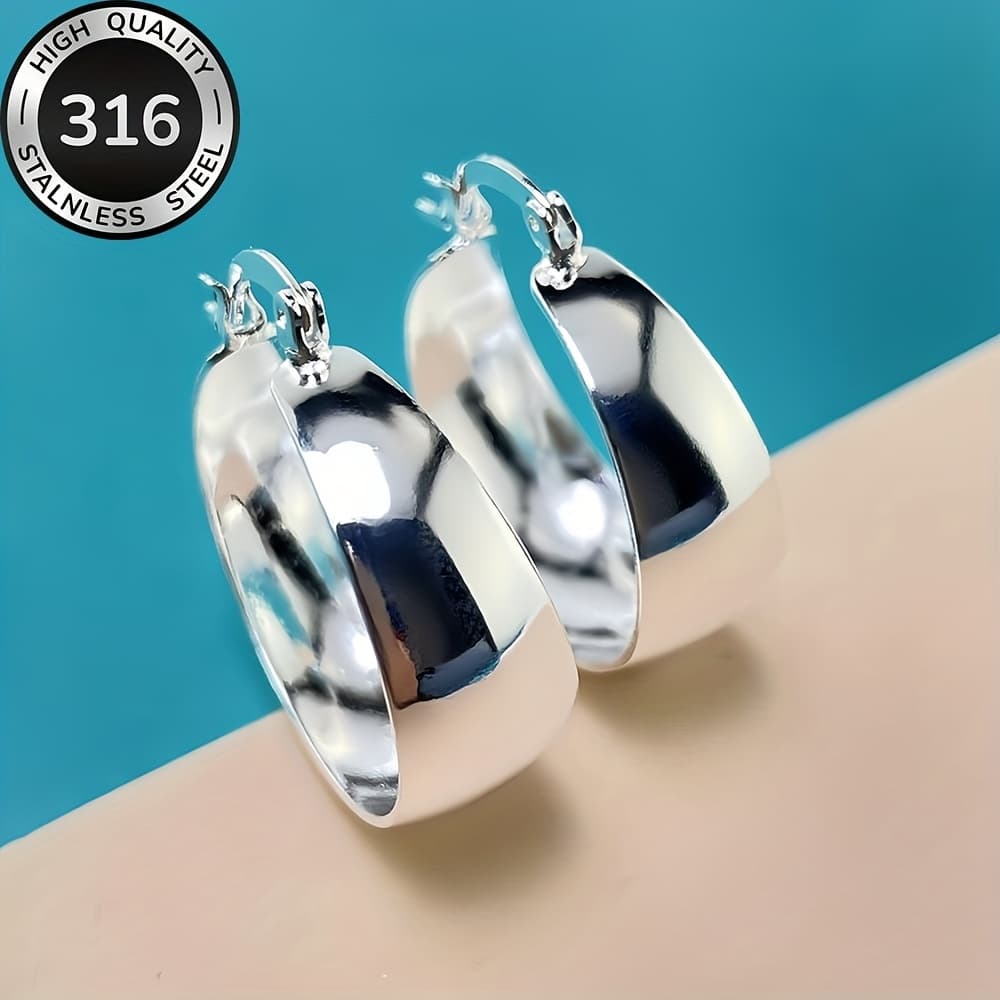 TEMU High-quality Stainless Steel Hypoallergenic Hoop Earrings, Anti-fade, Easy And Elegant, Fashionable Women's Earrings For Daily Wear Or Parties, Jewelry Additions, Are Exquisite Gifts For Women