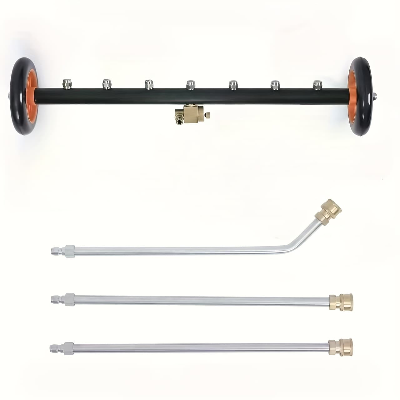 TEMU 1 Set Of Wash Tools, High-pressure Washer With 7-nozzle Cleaning Kit, 1/4 Quick Connect, 4000 Psi, Including 3 Stainless Steel Extension Rods For High-pressure Cleaning Under Vehicles
