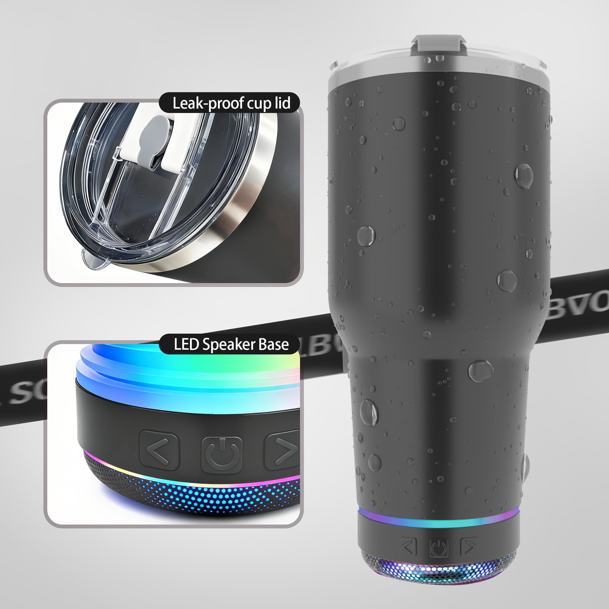 TEMU 1pc Of A Christmas And Halloween Gift, A Portable Outdoor Wireless Music Cup That Functions As A Speaker And A Vacuum Bottle With Led Music Player Features