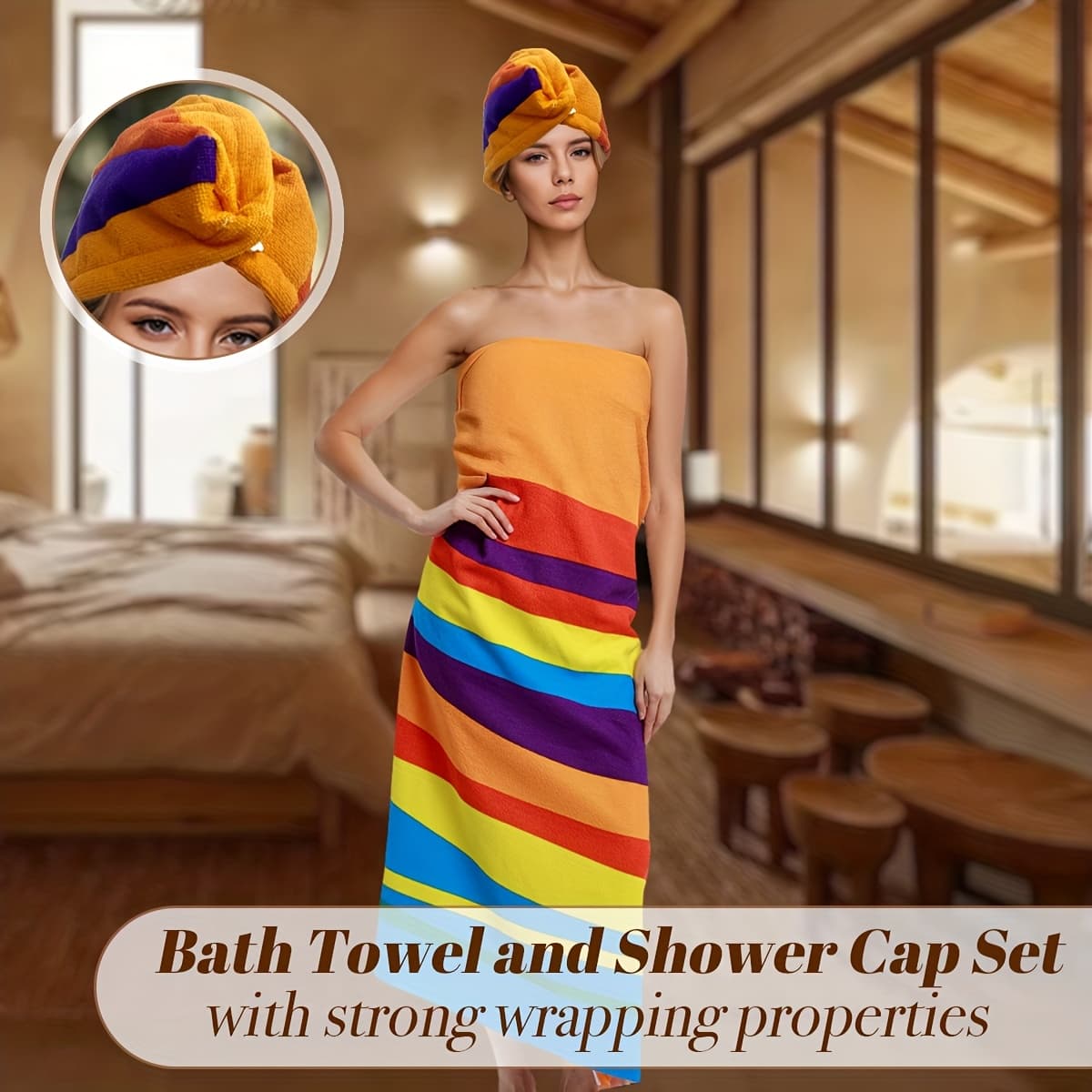 TEMU 2pcs Microfiber Bath Towel And Hair Wrap Set For Slim And Curvy Women - Soft, Absorbent, And Comfortable With Strong Wrapping