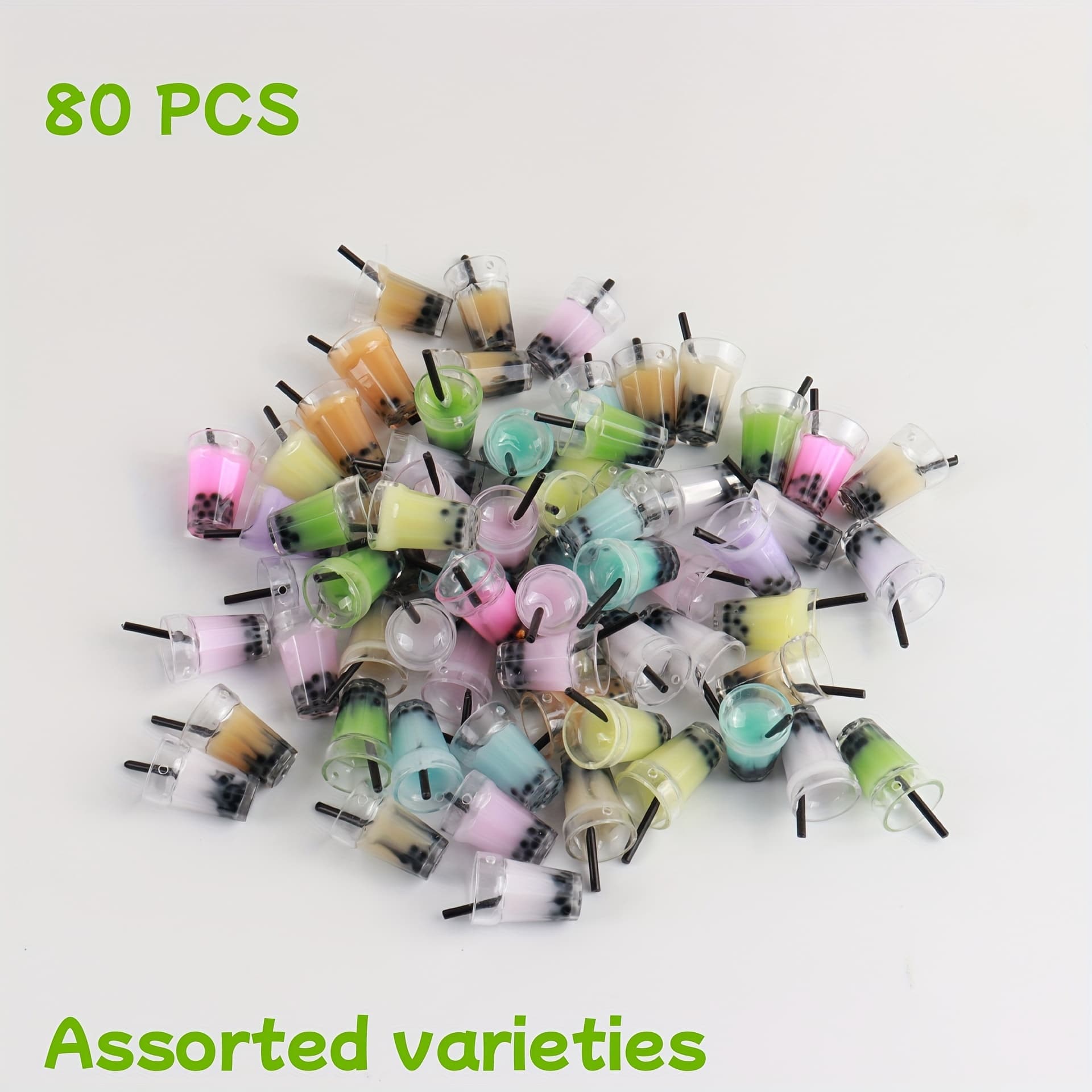 TEMU 80pcs Simulation Bubble Tea Straw Cup Creative Accessories Pendant Earrings Mobile Phone Chain Bag Hanging Materials Wholesale