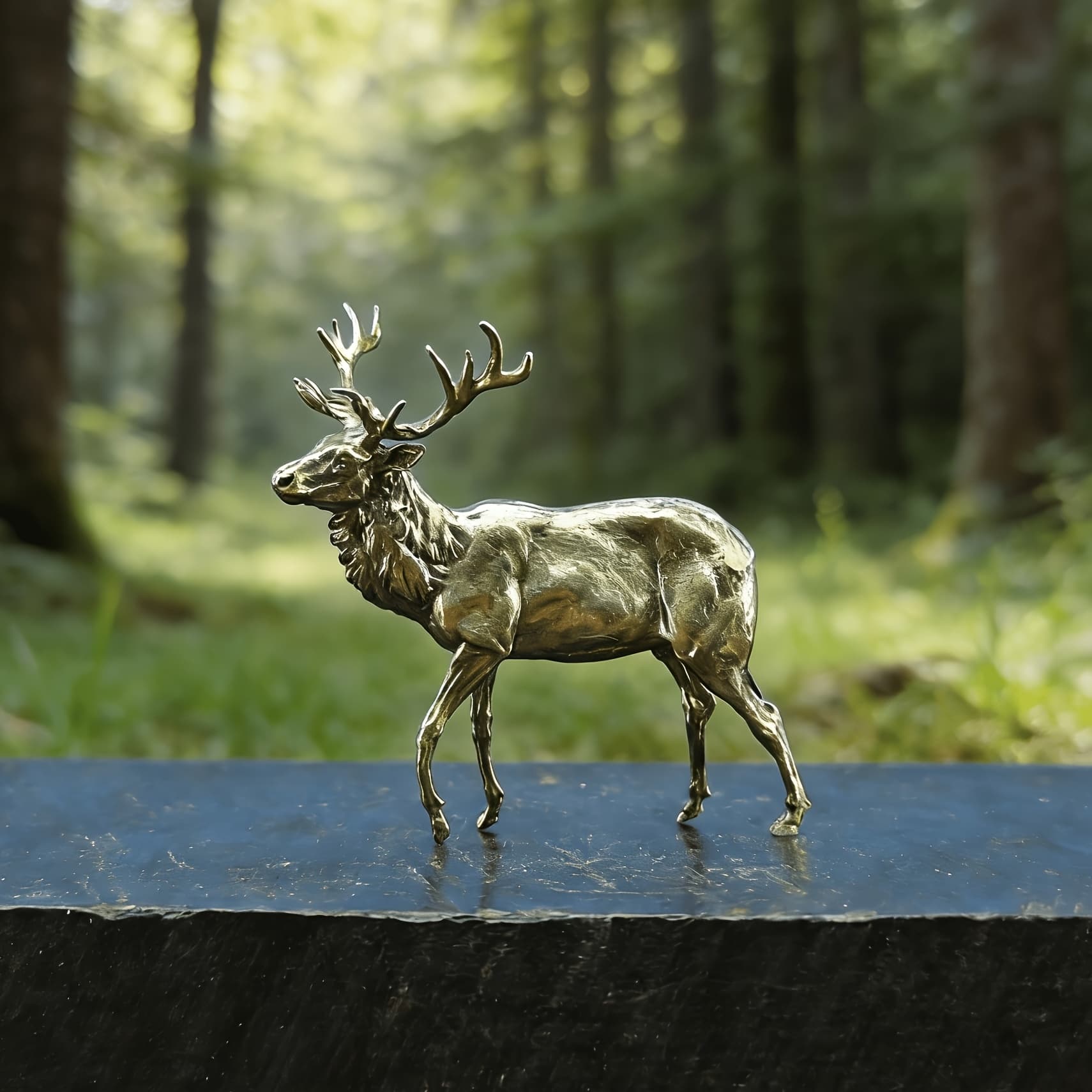 TEMU Solid Brass Simulated Elk Miniature Model, Stag/reindeer/white-tailed Animal Figurine, Desktop Micro Landscape Decor, Wildlife Themed Collectible Ornament, Ideal Gift