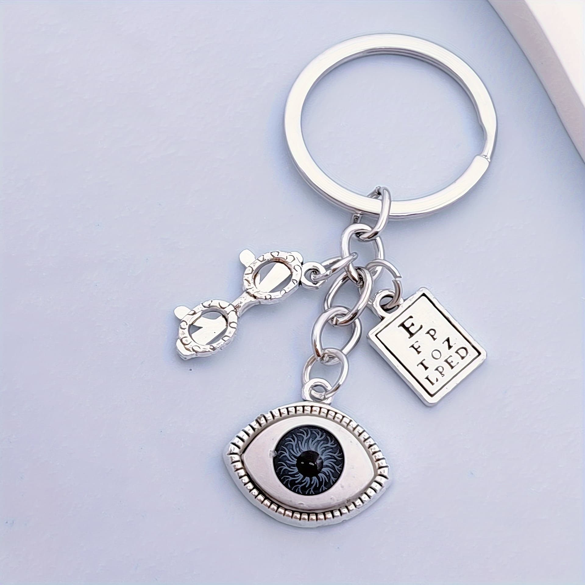 TEMU European And Keychain Additions Visual Chart Glasses Ophthalmologist Gift Keychain