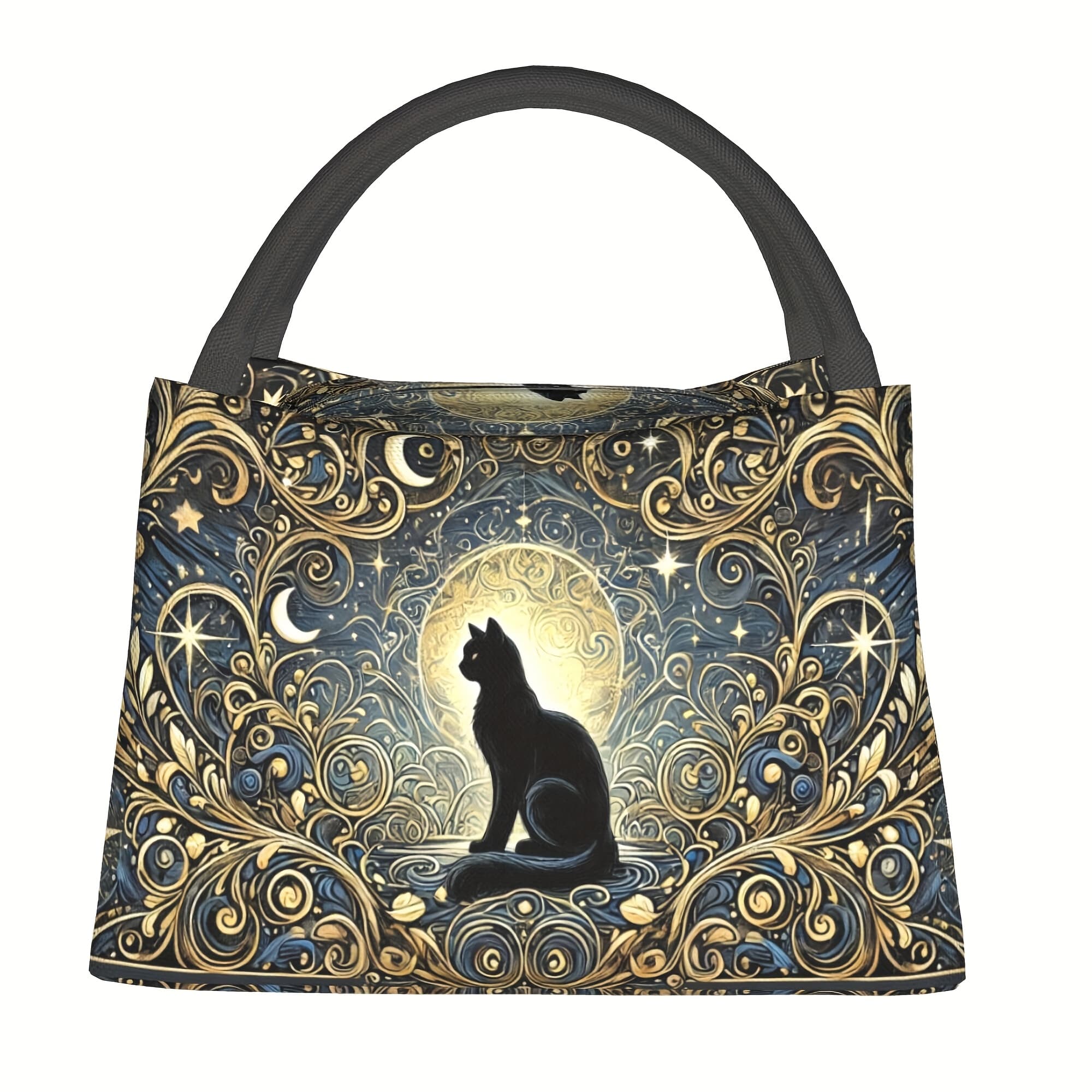 TEMU 1pc Black Cat Pattern, Portable Reusable Refrigerated Bag, Insulated Lunch Bag, Suitable For Home, Restaurant, Office, Outdoor Use. Suitable Birthday And Holiday Gifts For , Teenagers, .