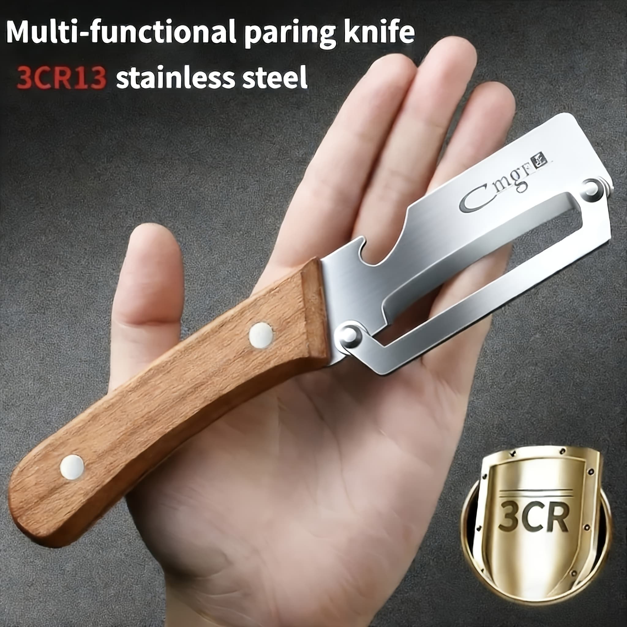 TEMU The 1pc New Multi-functional Solid Wood Handle Stainless Steel Sharp Peeler Is An Essential Kitchen Tool For And Quickly Peeling Fruits And Vegetables