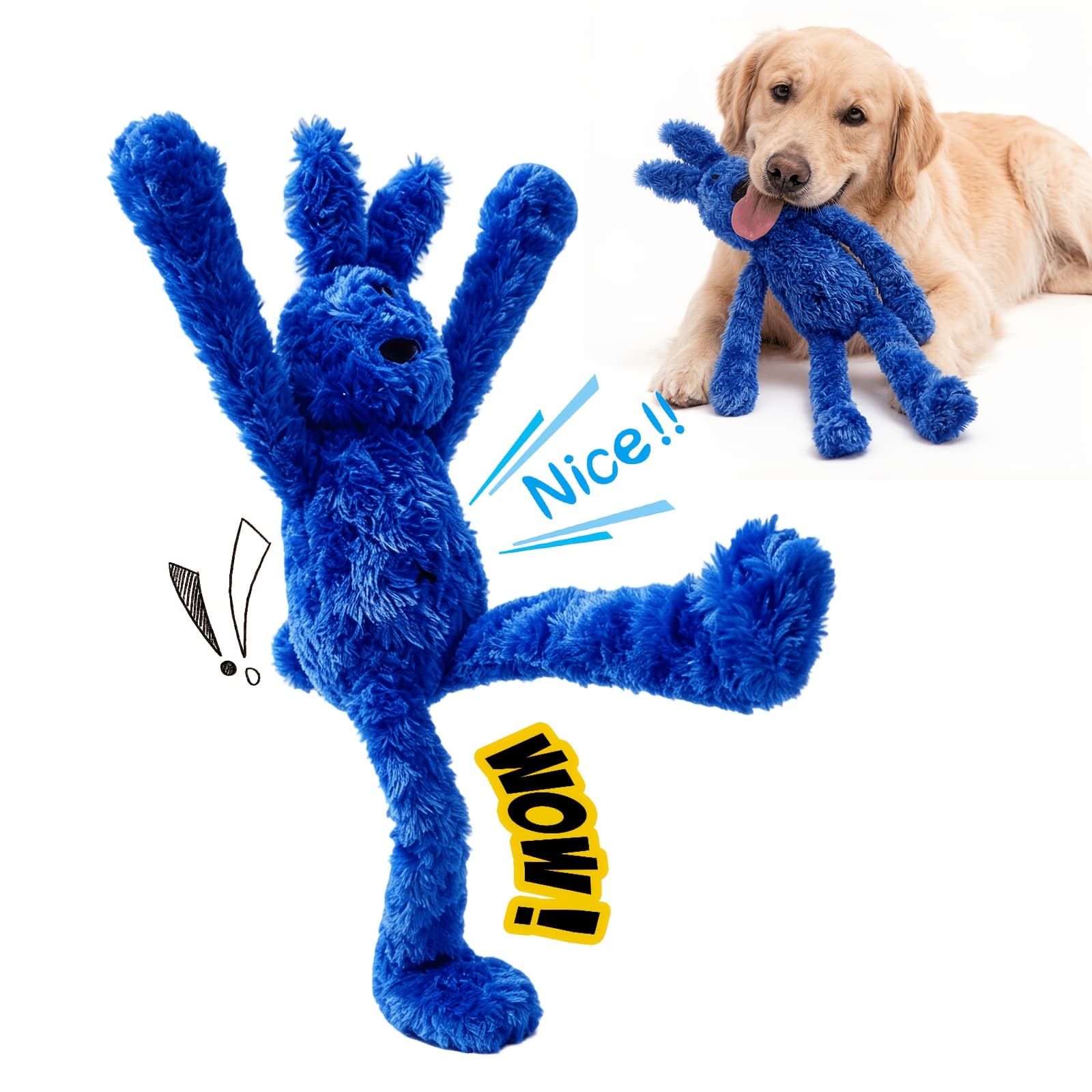 TEMU Rabbit Dog Toy, Soft Plush Squeaky Chew Toy For Anxiety Relief, Interactive Teething Toy For All Dogs