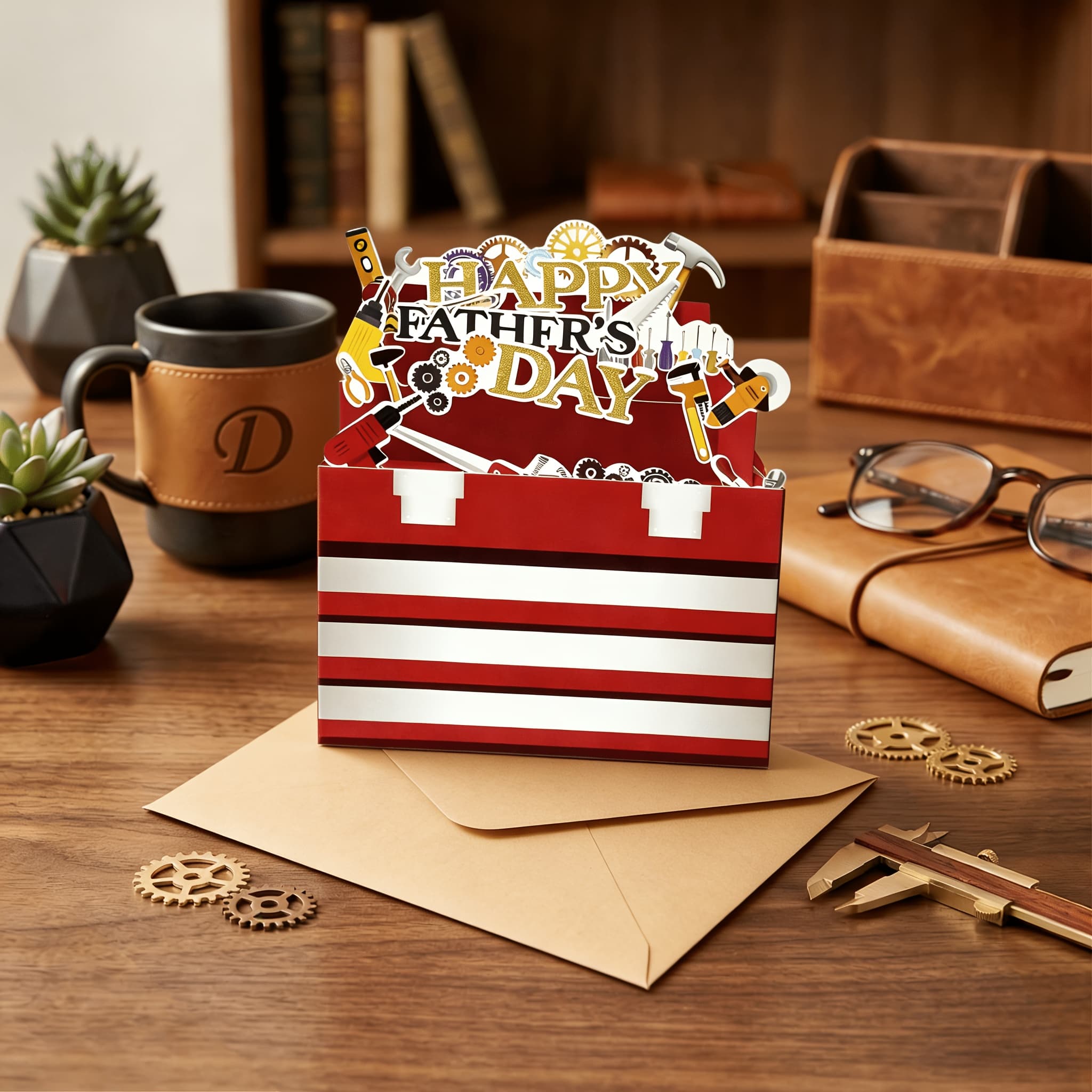 TEMU Pop-up Father's Day Card With Tool Theme, Cartoon Tool Pattern Happy Father's Day Gift, Home Decoration For Dad, Grandpa, Brother, Husband, Holiday Gift Idea For Celebrations