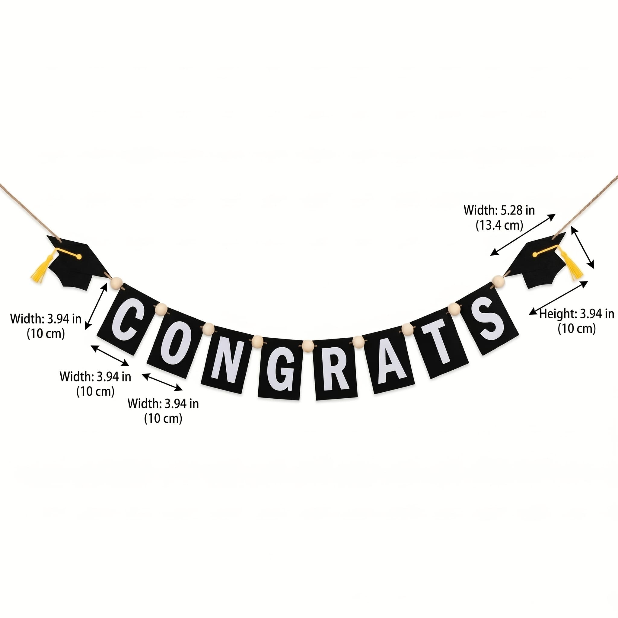 TEMU Felt Banners For Graduation Season, Perfect For Decorating Your Living Room And Fireplace For Parties, A Full Atmosphere Of Celebration! Featuring Graduation Caps, Stars, And Wooden Beads