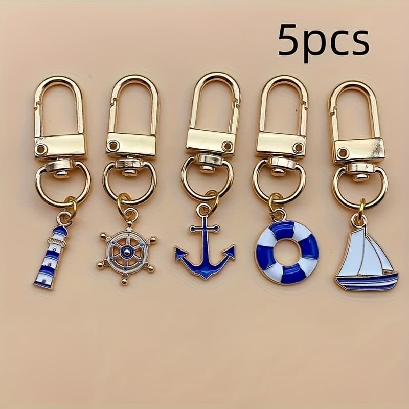 TEMU 5pcs Boat Anchor, , Sailboat, , Rudder Pendant, Men's Key Chain, Suitable For Sailing, Backpack Pendant Decoration
