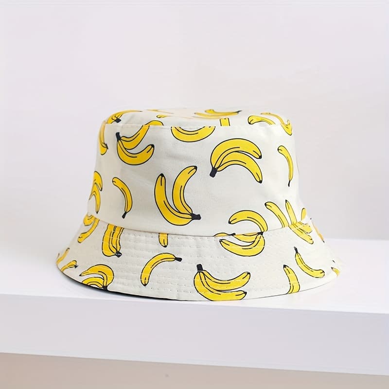 TEMU Banana Print Double-sided Fisherman Hat Unisex Summer Outdoor Bucket Hat
