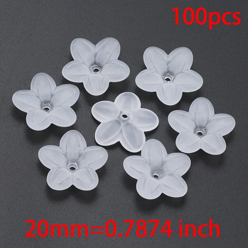 TEMU 20mm 100pcs Frosted White Acrylic Flower Beads