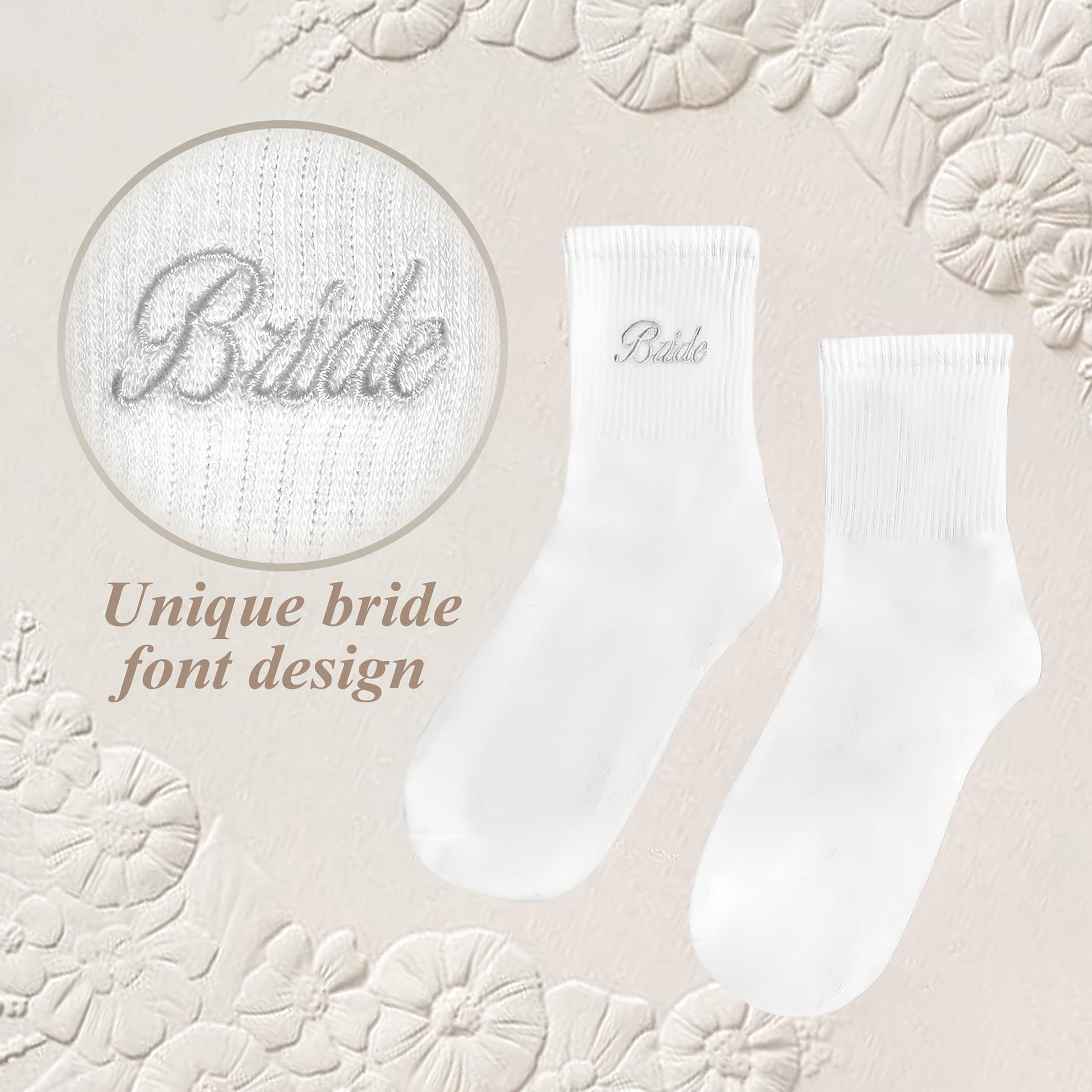 TEMU Embroidered Socks For Brides, Soft And Comfortable Ankle Socks, Perfect Gifts For Bridal Showers, , Weddings, Proposals, -to-, Bachelorette Sleepovers, And Photo Shoot Props.
