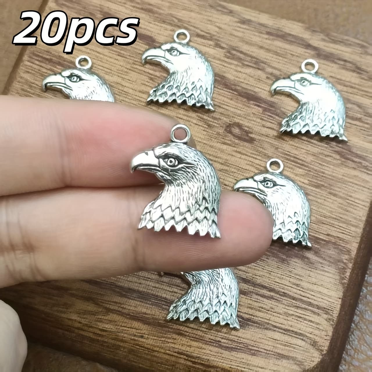 TEMU 20pcs Of Eagle Head Charm Pendants, Suitable For Vintage Jewelry Such As Necklaces, Bracelets, And Keychains, Themed Around Strength And