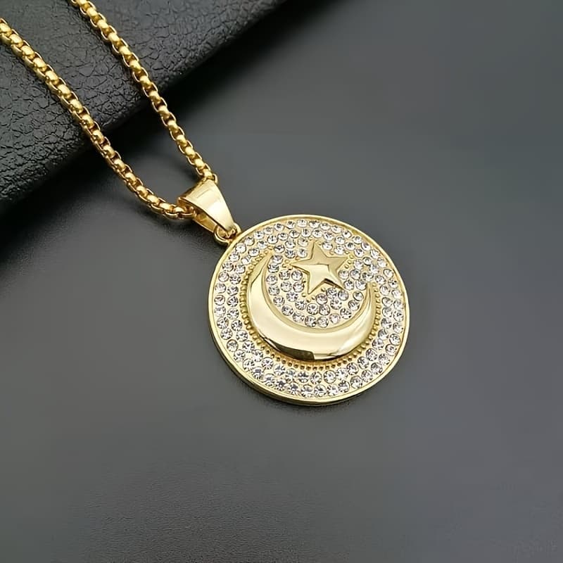 TEMU 1pc Of Fashionable Hip- And Moon Medal With Women Pendant Necklace Jewelry Amulet Jewelry