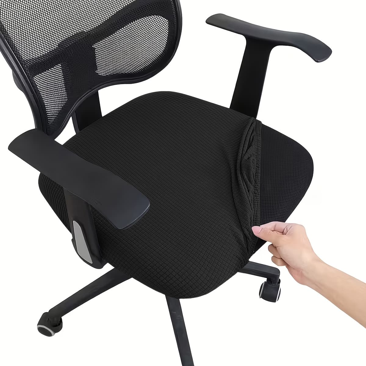 TEMU 1pc Corn Jacquard Fleece Office Chair Cover Office Chair Protective Cover With Straps Anti-slip