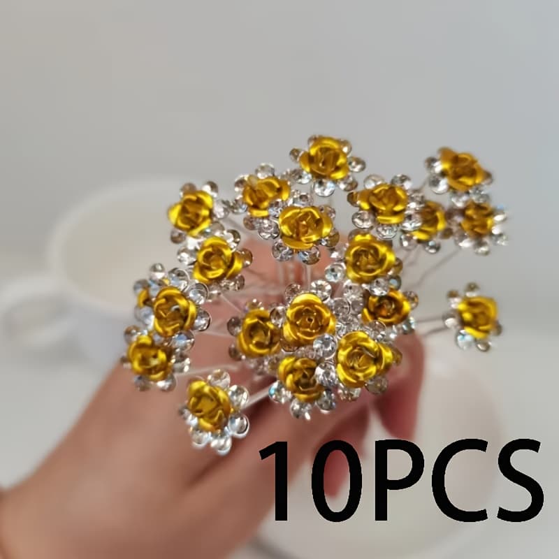 TEMU 10pcs, Women's U-shaped Hair Accessories, Rose Bridal Hairpin, Hairpin, Hair Fork, Hairpin, Daily Simple And Versatile Wedding And Headwear