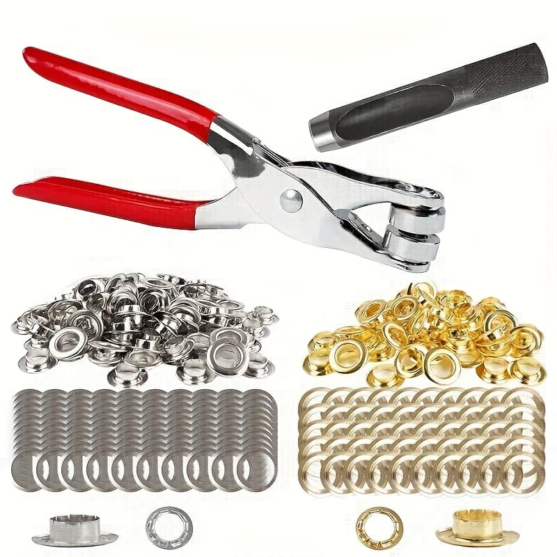 TEMU 150pcs 1/2 Inch Tool Set, Leather Punching Pliers, Metal Grommet Eye Button Set, Including 150pcs Metal Rings For Leather, Shoes, Fabric, Belt, Card Making