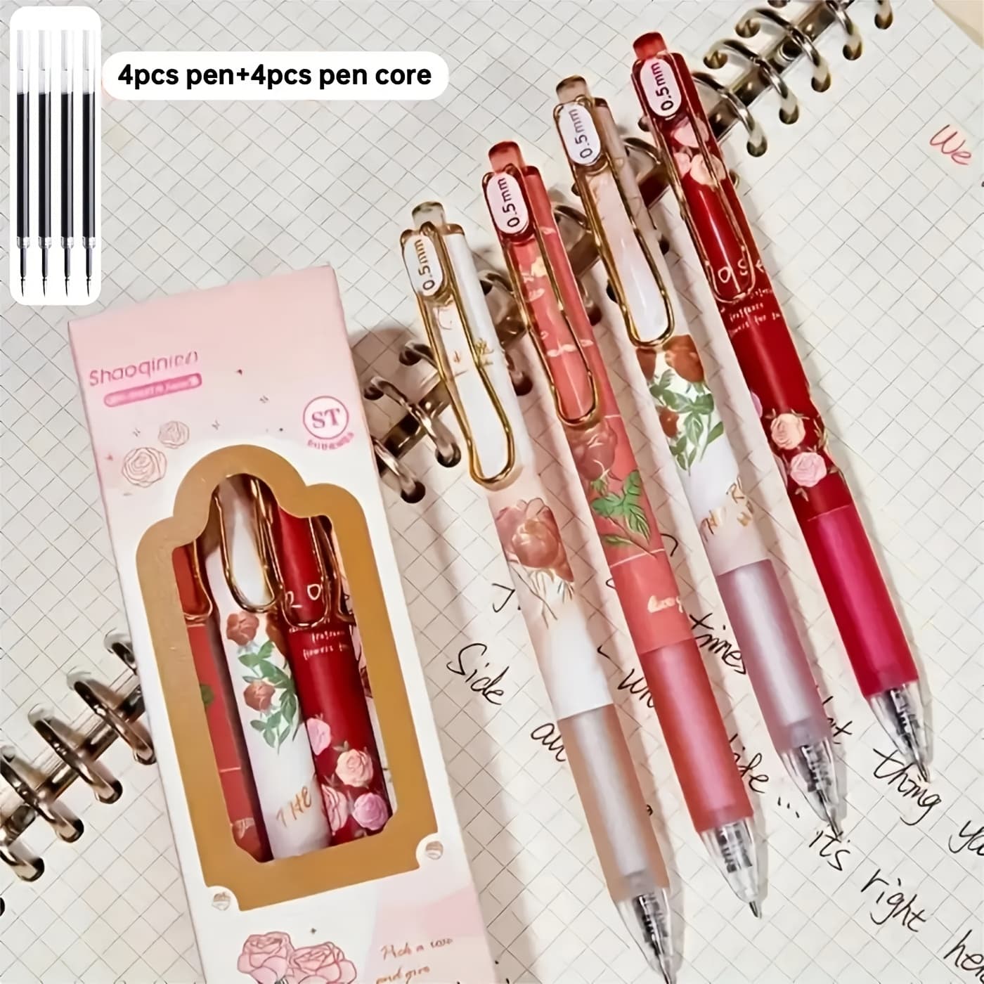 TEMU 8-pack Retractable Neutral Pens - Smooth Writing, Medium Point, Black Ink, , Kawaii Stationery Essential, Ideal For School, Office, And Daily Use - Perfect For