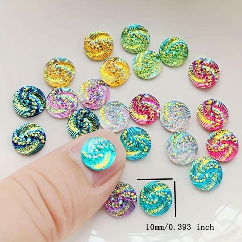 TEMU 50pcs 10mm Round Phoenix Down Resin Beads Flatback For Wedding Decoration -a59