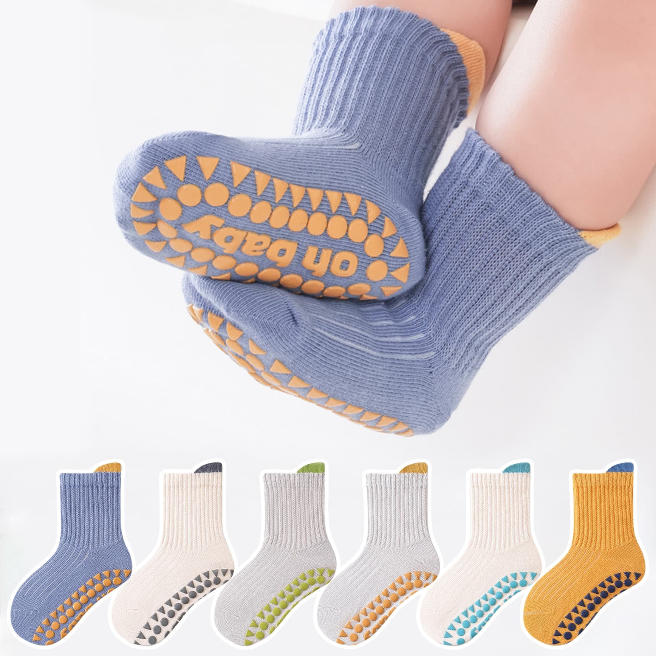 TEMU 6-pair Cartoon Floor Socks, Toddler Training Shoes, Baby Socks For Boys And Girls, Soft-soled Indoor Non-slip Socks, Suitable For Daily Life