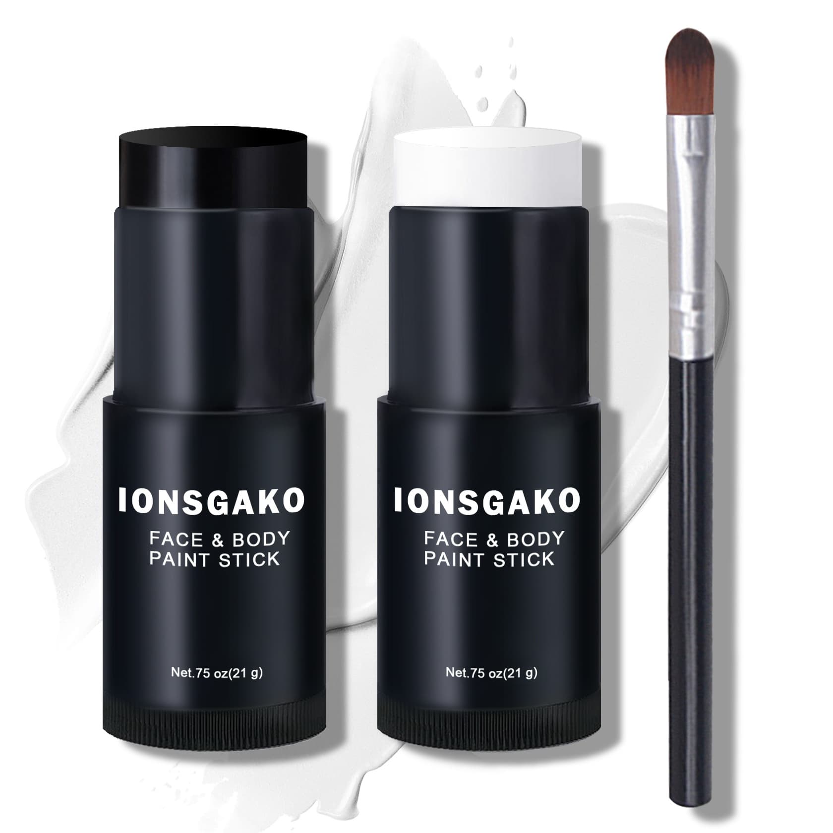 TEMU Set Of Paint Sticks In Black And White, Complete With A Brush, Ideal For Sports And Halloween Makeup. Perfect For Clown, Skeleton, Vampire, And Looks