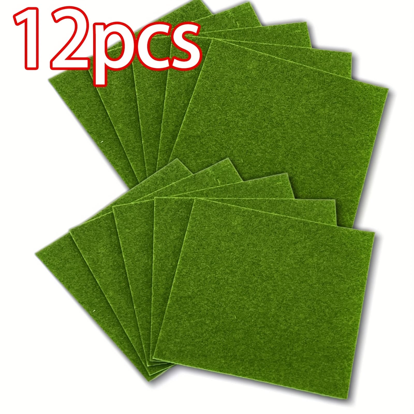 TEMU 6/12pcs Miniature Artificial Grass Mats By - 5.9x5.9" With 10mm For Fairy Gardens, Dollhouses, Diy Projects & Party Decorations, Garden Decorations | Realistic Turf Mats | Durable Synthetic Grass