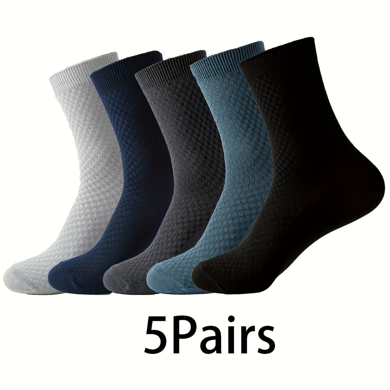 TEMU 5/10 Pairs Bamboo Fiber Men's Socks Mid-calf Socks Men's Short Socks Breathable Casual Men's Socks