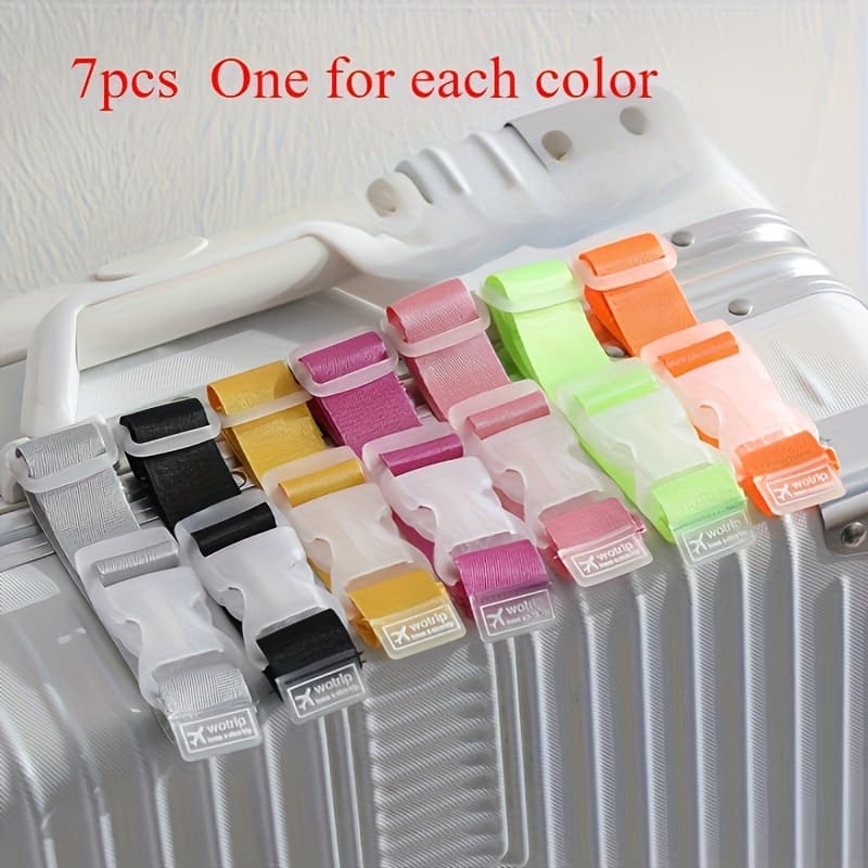 TEMU 7pcs Vibrant Travel Luggage Straps - Durable, Adjustable -release - Lightweight And - Ideal For Secure Suitcase Attachment On Car Trips And , Luggage For Travel