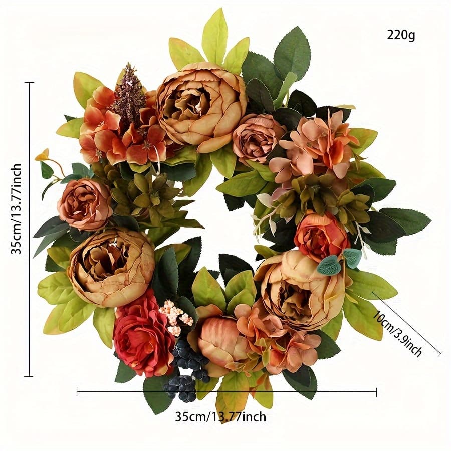 TEMU Realistic Peony Decorative Wreath Door Hanging -colored Flower Decor Wreath Wedding Arrangement Props Party Decor Home Hanging