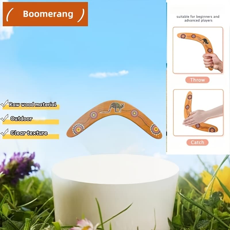 TEMU 1pc/2pcs Wooden Boomerang Flying Disc Outdoor Toy