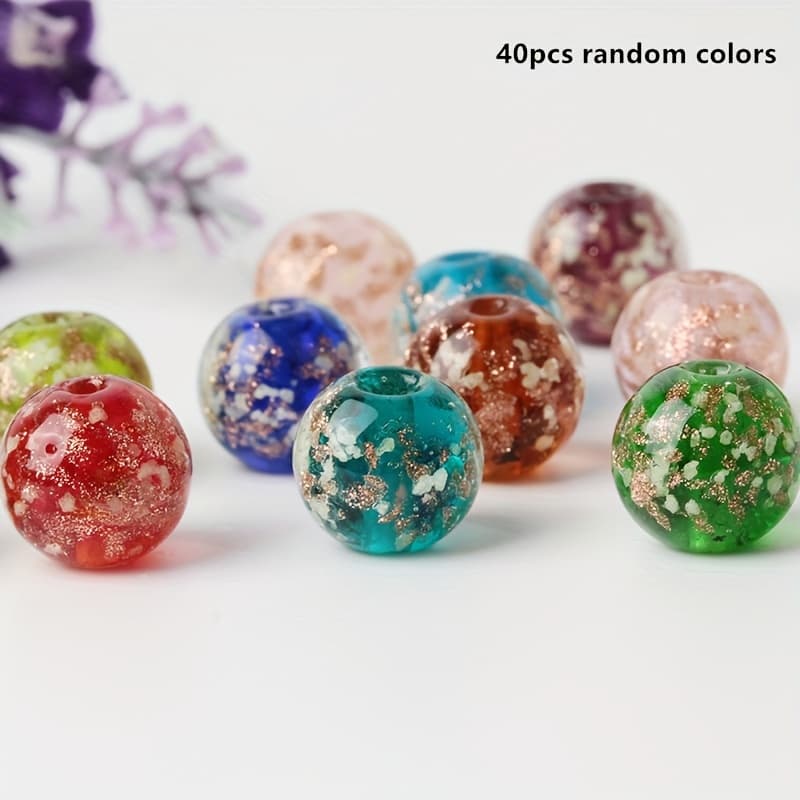 TEMU 40pcs Luminous Glass Beads 12mm Luminous Glass Beads Round Bulk Spacer Beads Diy Handmade Bracelet Jewelry Material Assorted Varieties