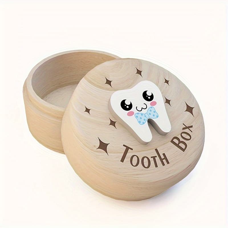 TEMU A Wooden Tooth Box Engraved With The Words 'tooth Box', A Container For Teeth Made Wood, Suitable As A Home Decor Item Or A Birthday Gift thumbnail 2
