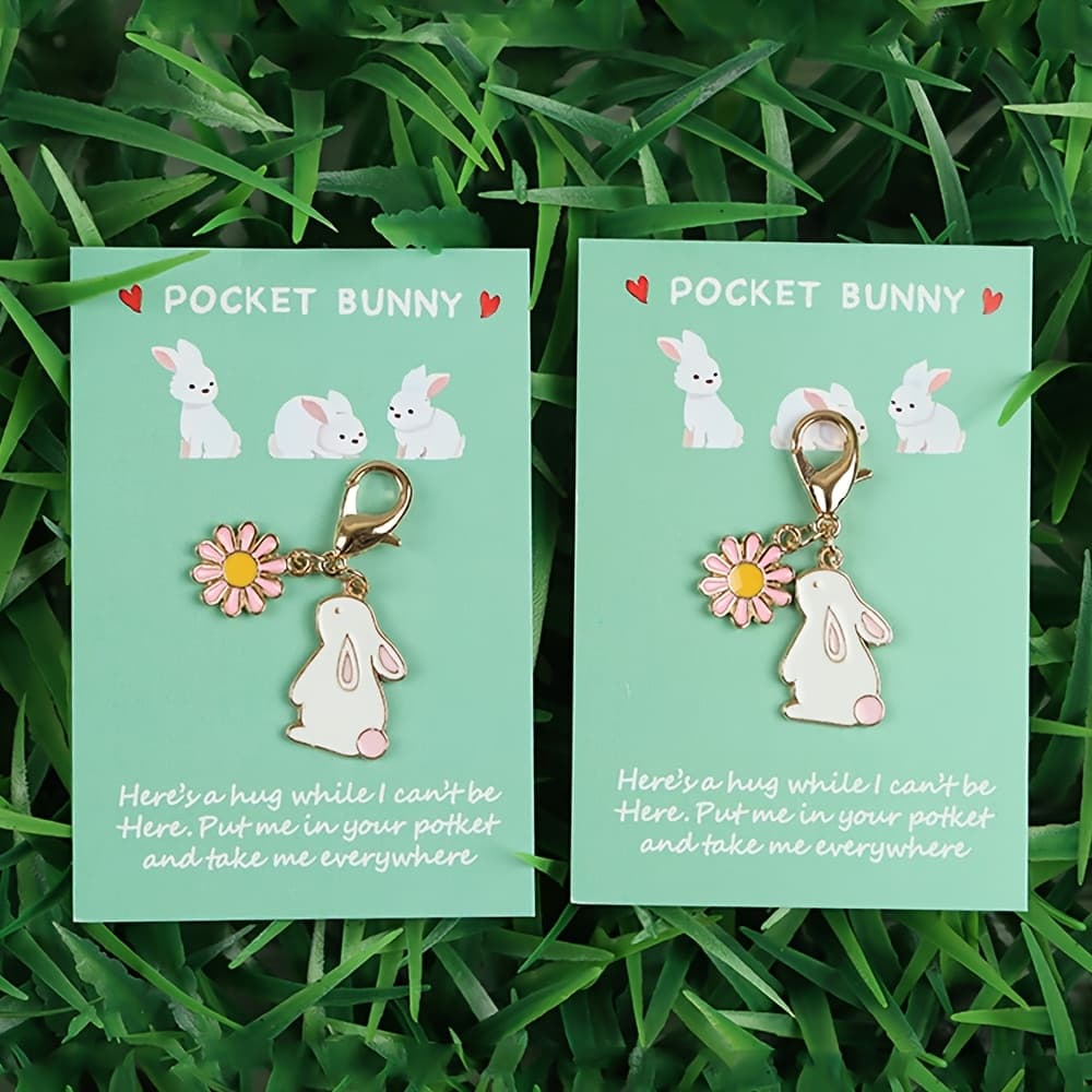 TEMU 1pc/2pcs, Rabbit Keychain, Pocket Bunny, Easter Keychain Gift, Perfect Bunny Lovers, Cute Bunny Gift, Fashion Bunny Keychain Gift