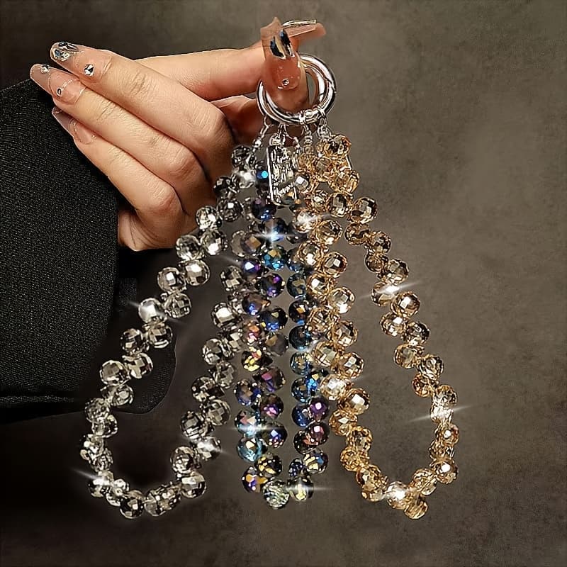 TEMU 2d Flat, 3pcs Random Luxury Beaded Keychain Phone Case Universal Handbag Chain Car Keychain Cardstock Keyring