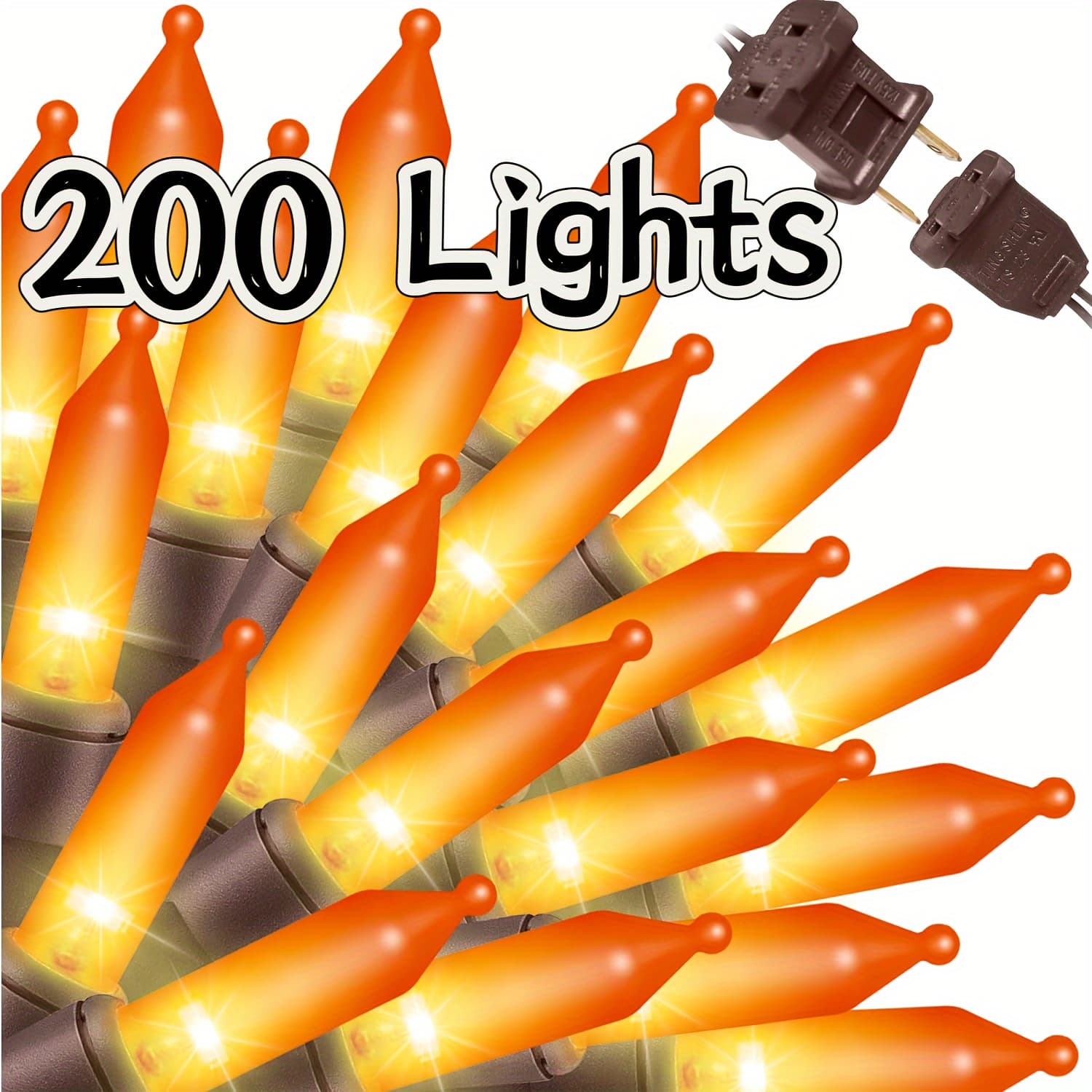TEMU Extendable Orange Halloween Decoration 200 Lights (2pk*100l) 19.6ft Mini Bulb String Lights Set For Halloween Home Christmas Tree Holiday Party Decor