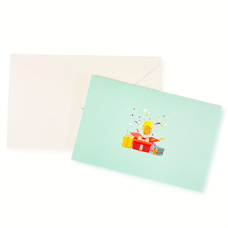 TEMU 1 -up Birthday Card With Balloons, Cake, Candy And Cat Designs - Including Note Cards And Envelopes, Perfect For Any Recipient's Birthday Party Invitation