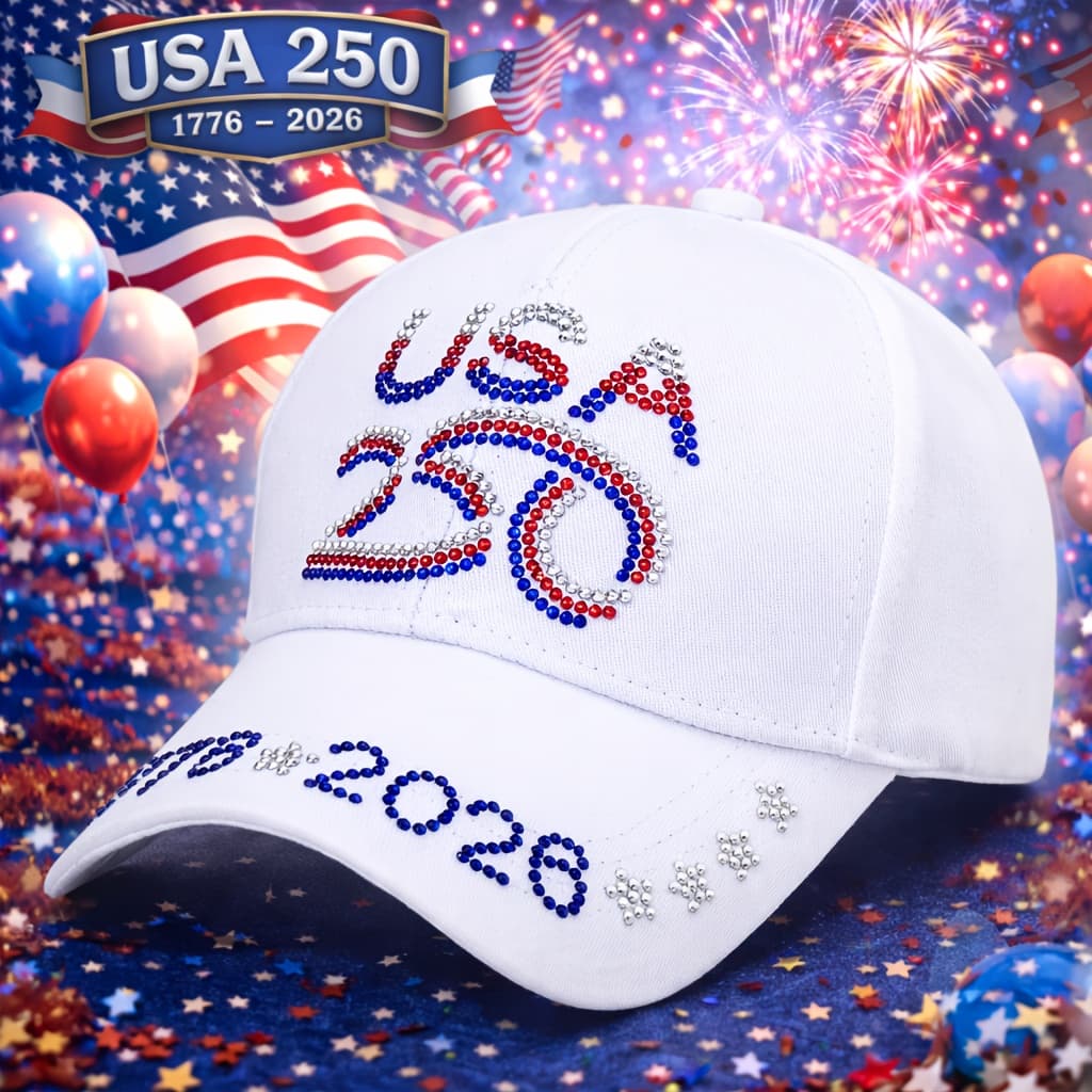TEMU Byjun Women' Usa 250th Anniversary Baseball - Sparkly Bling Adjustable Snapback Hat With , Lightweight Suitable For 4th Of, Parties, Themed Events, National