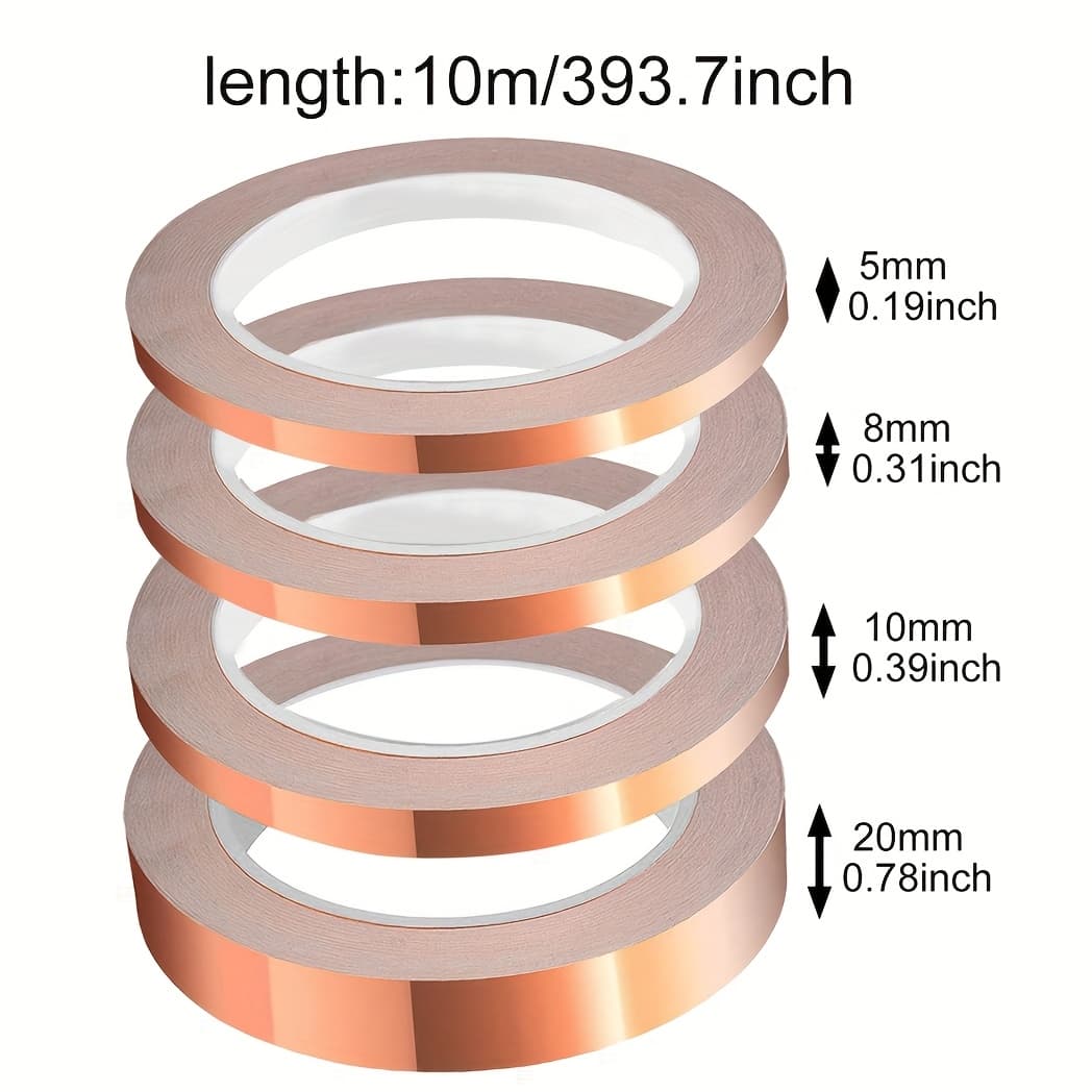TEMU Foil Tape Roll - 10m Single-sided Adhesive For Electrical Projects, Emi Shielding, Soldering & Grounding Repair Tape Single-sided Tape Shielding Tape