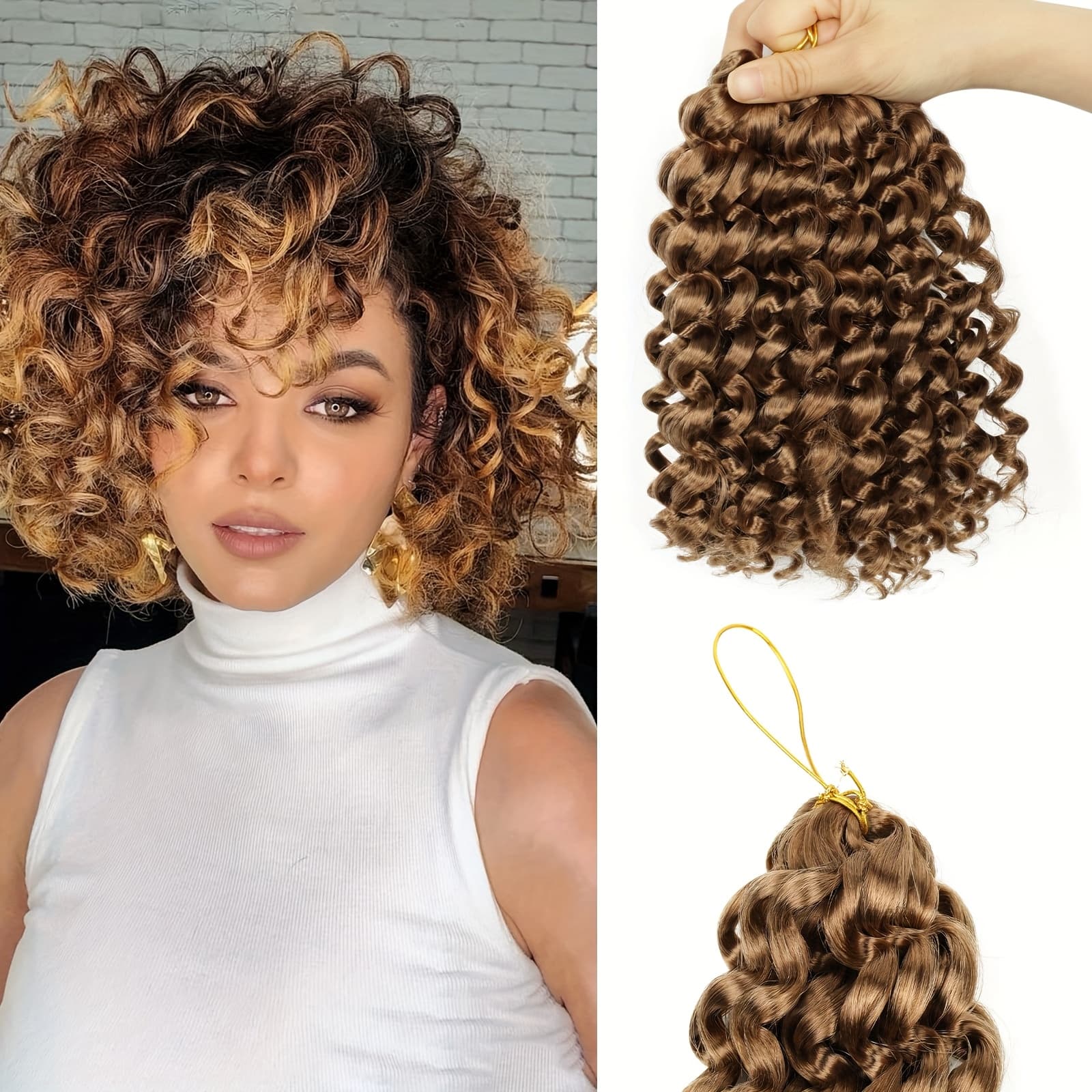 TEMU 5 Packs Gogo Crochet Hair Short Curly Crochet Hair For Women Water Deep Twist Crochet Braids Synthetic Crochet Hair Extensions