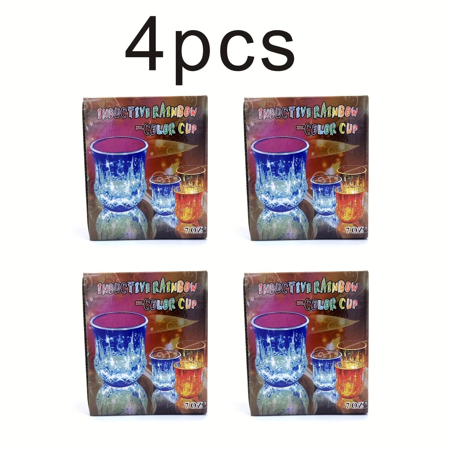 TEMU 4 Pack-6 Pack Liquid Activated Flash Crystal Cups, Multicolor Led Glowing Wine Tumblers For Bar Party Decor